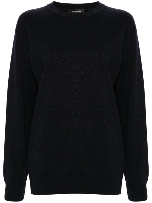 crew-neck glittered jumper